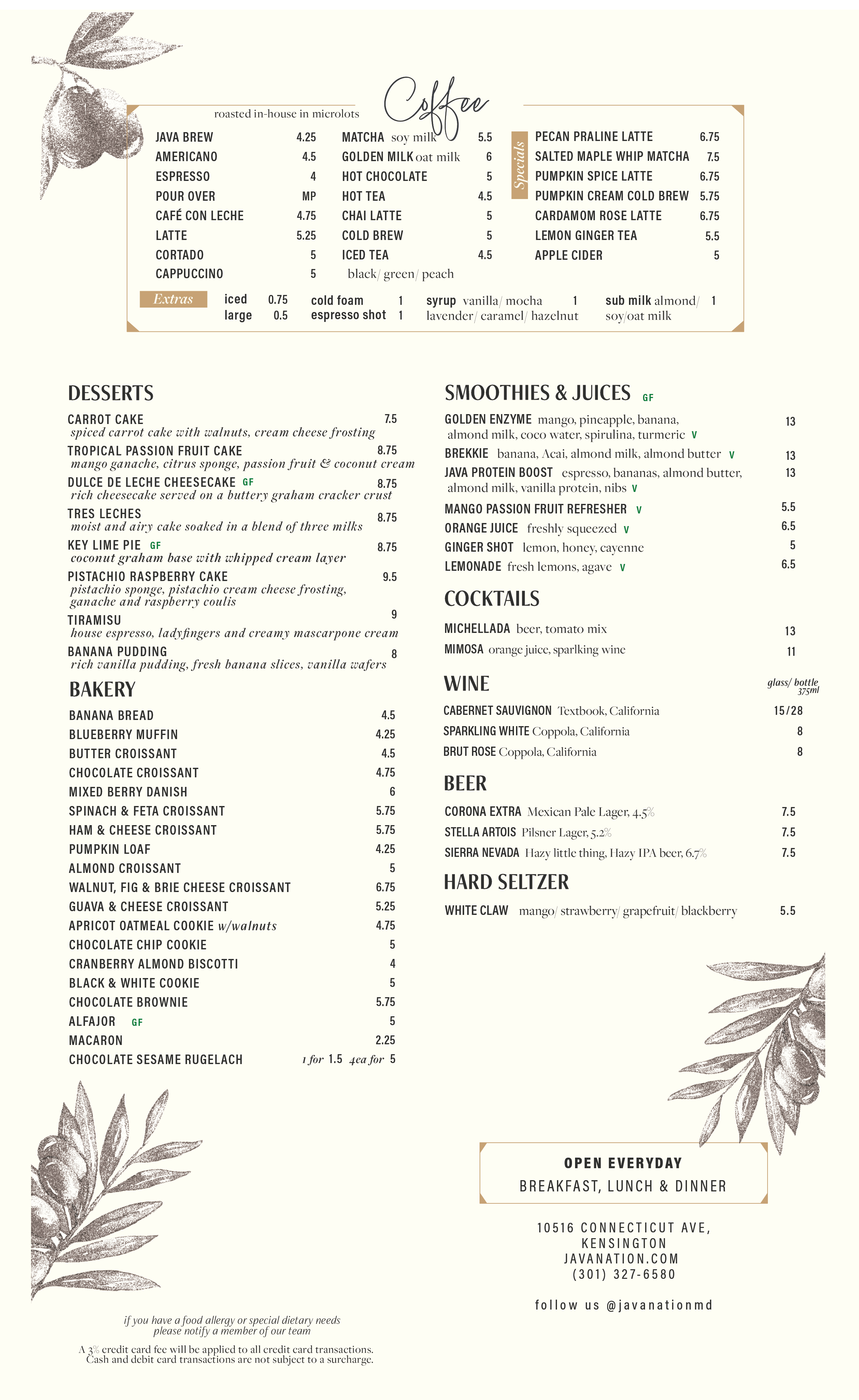Kensington Menu Page 2